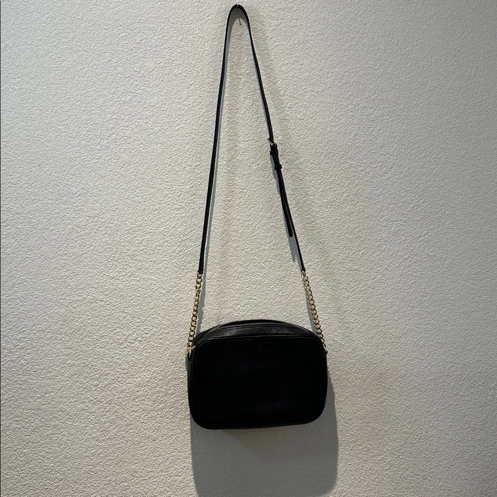 Michael Kors Black Crossbody with Gold MK Emblem